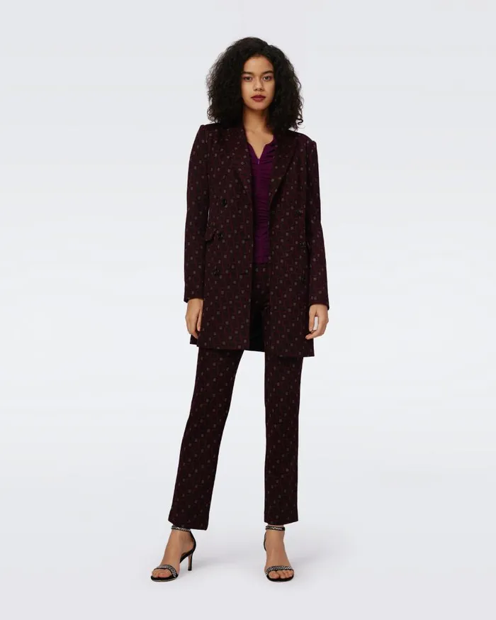 DVF Pants and Shorts Women Tavolara Jacquard Pants Tiny Vinyl Links Plum