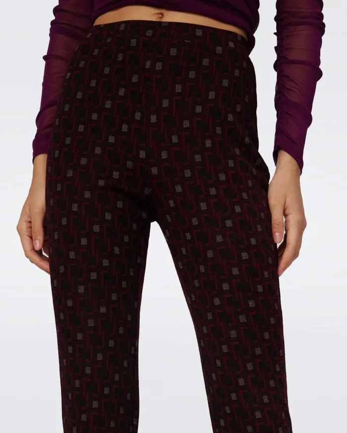 DVF Pants and Shorts Women Tavolara Jacquard Pants Tiny Vinyl Links Plum
