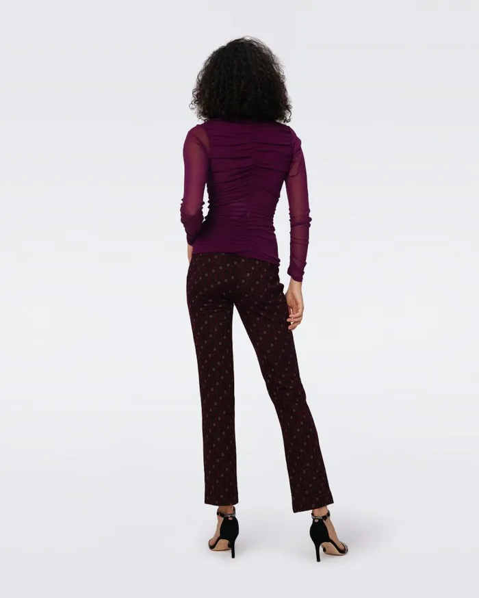 DVF Pants and Shorts Women Tavolara Jacquard Pants Tiny Vinyl Links Plum