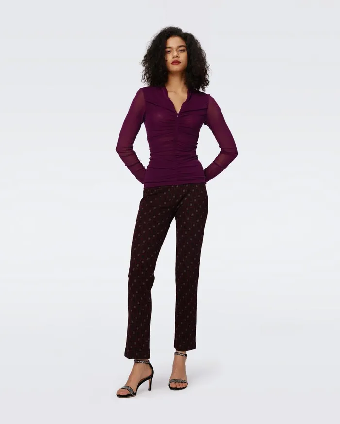 DVF Pants and Shorts Women Tavolara Jacquard Pants Tiny Vinyl Links Plum