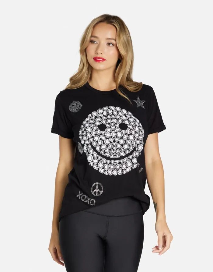 Edda Diamond Happyface Black Women Lauren Moshi Short Sleeve
