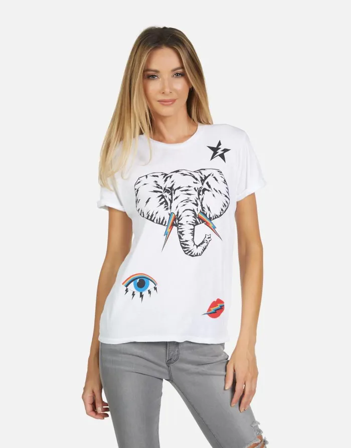 Edda Elephant Elements White Women Lauren Moshi Short Sleeve