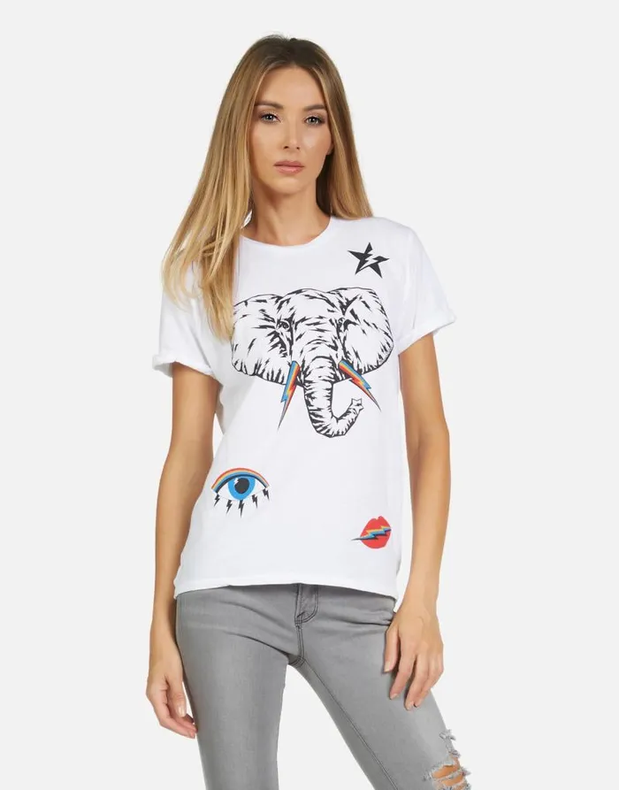 Edda Elephant Elements White Women Lauren Moshi Short Sleeve