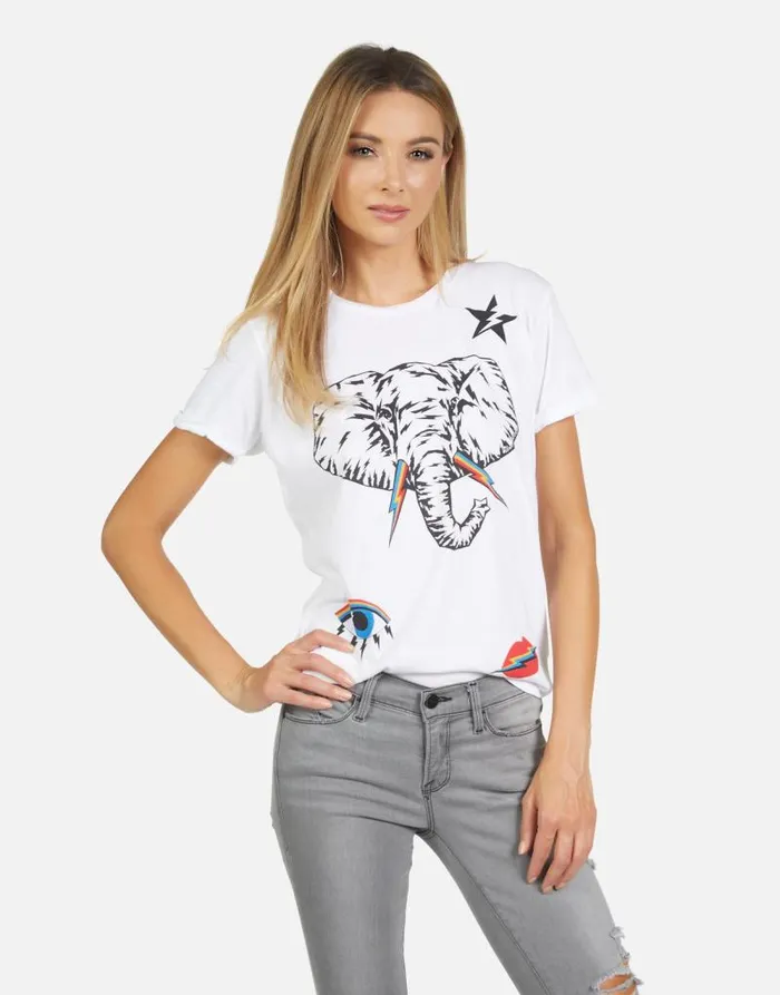 Edda Elephant Elements White Women Lauren Moshi Short Sleeve
