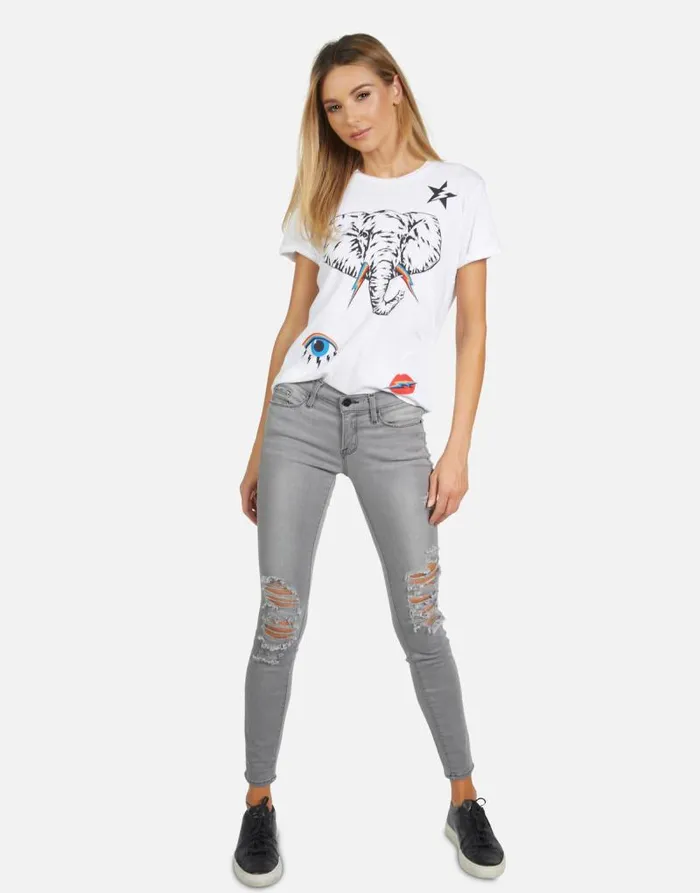 Edda Elephant Elements White Women Lauren Moshi Short Sleeve