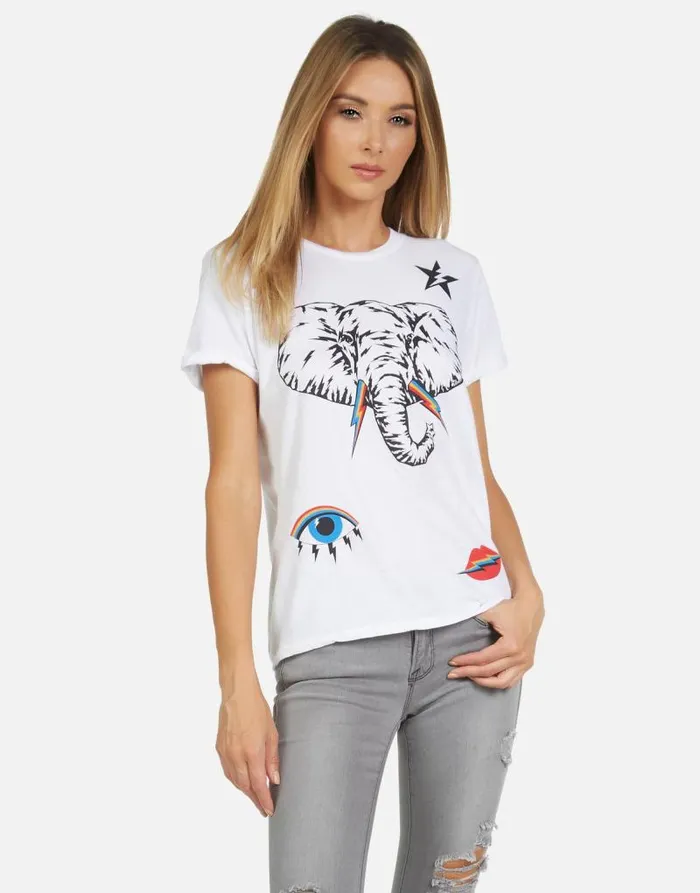 Edda Elephant Elements White Women Lauren Moshi Short Sleeve