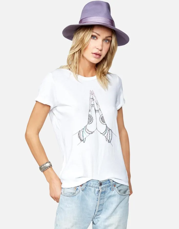 Edda Prayer Hands White Women Lauren Moshi Short Sleeve