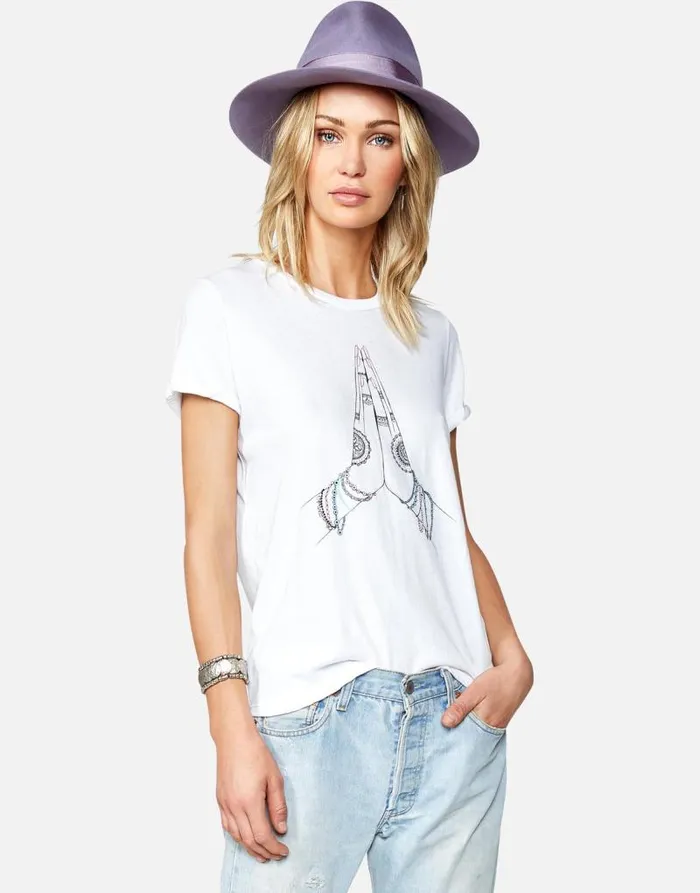 Edda Prayer Hands White Women Lauren Moshi Short Sleeve