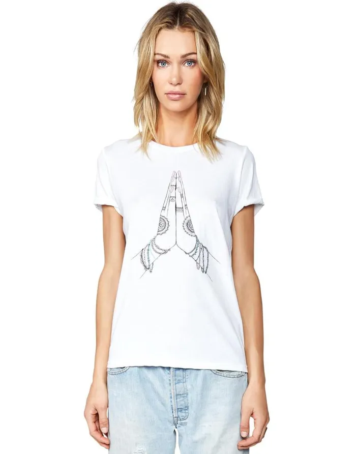 Edda Prayer Hands White Women Lauren Moshi Short Sleeve