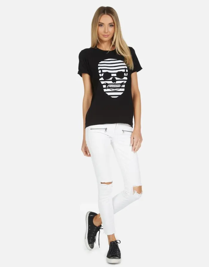 Edda Stripe Skull Black Women Lauren Moshi Short Sleeve