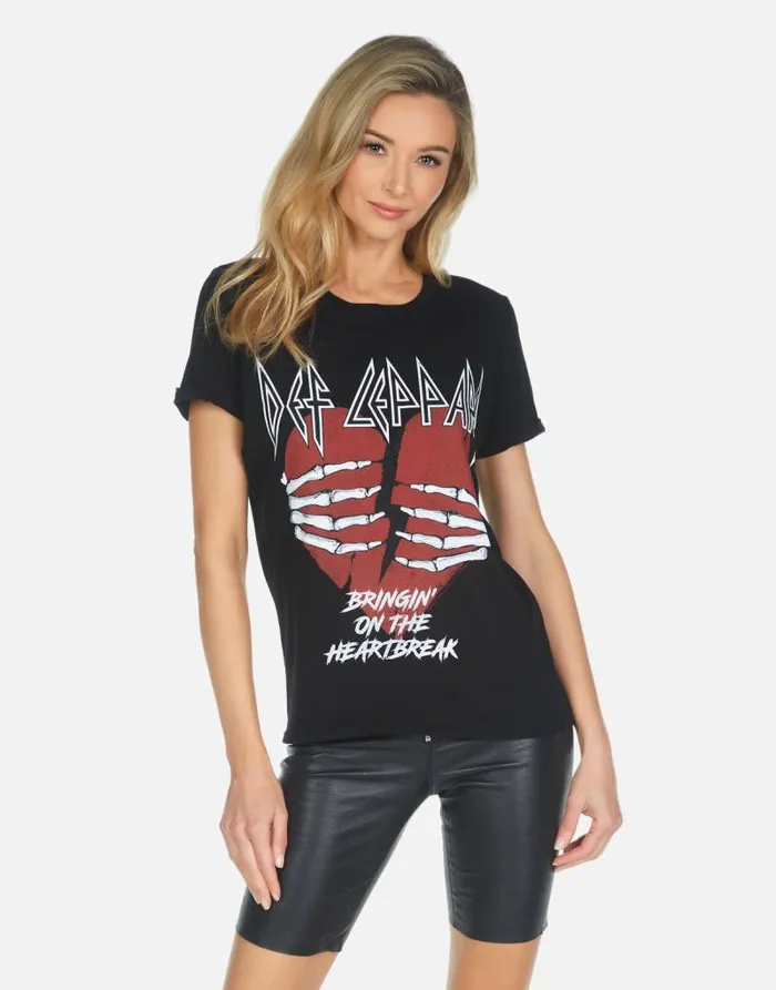 Edda X Def Leppard Heartbreak Black Women Lauren Moshi Short Sleeve