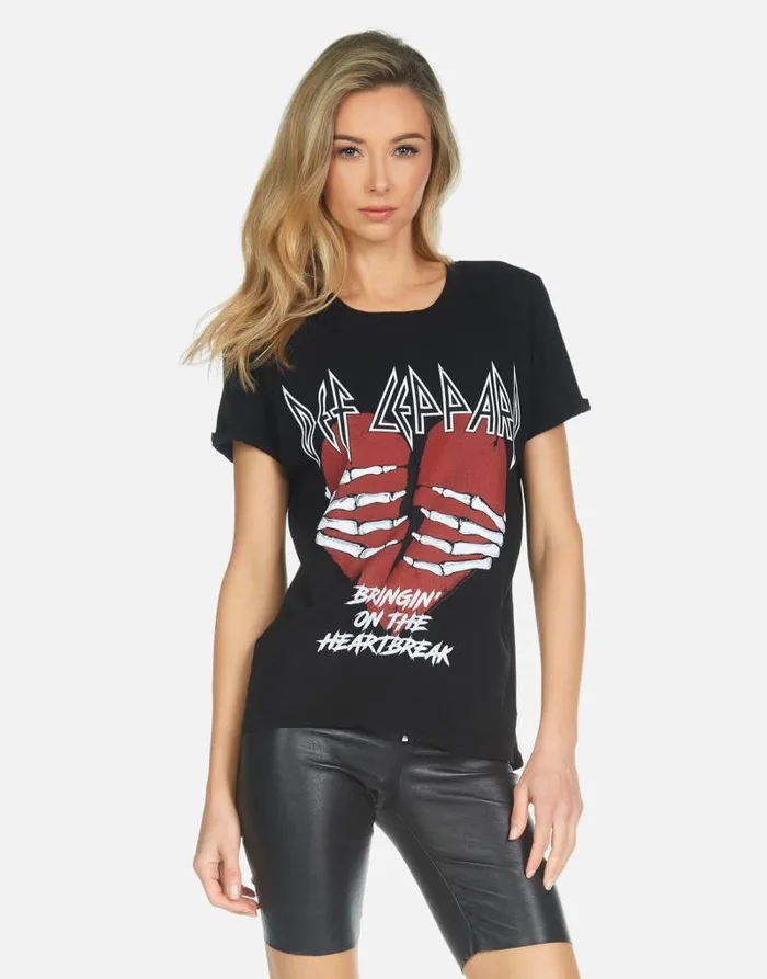 Edda X Def Leppard Heartbreak Black Women Lauren Moshi Short Sleeve