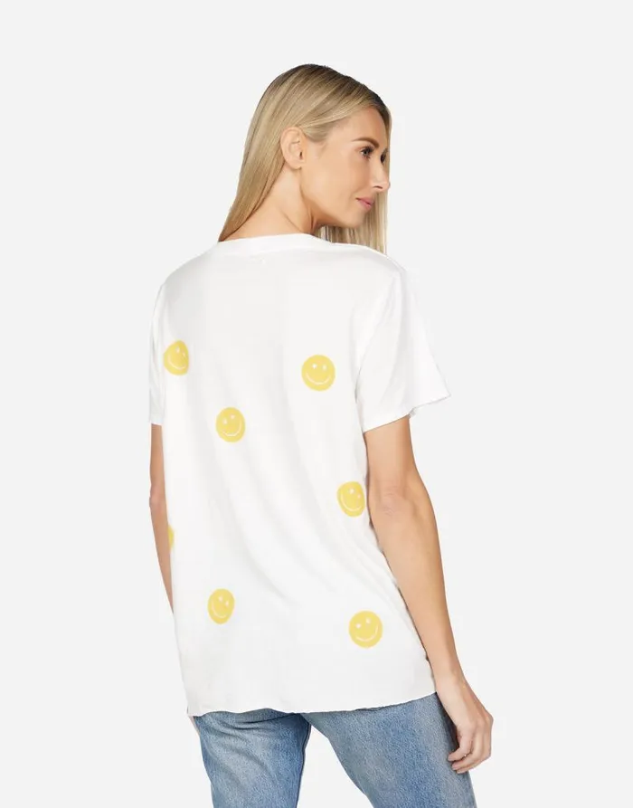 Elara All Over Yellow Smiley Milk Women Lauren Moshi Short Sleeve