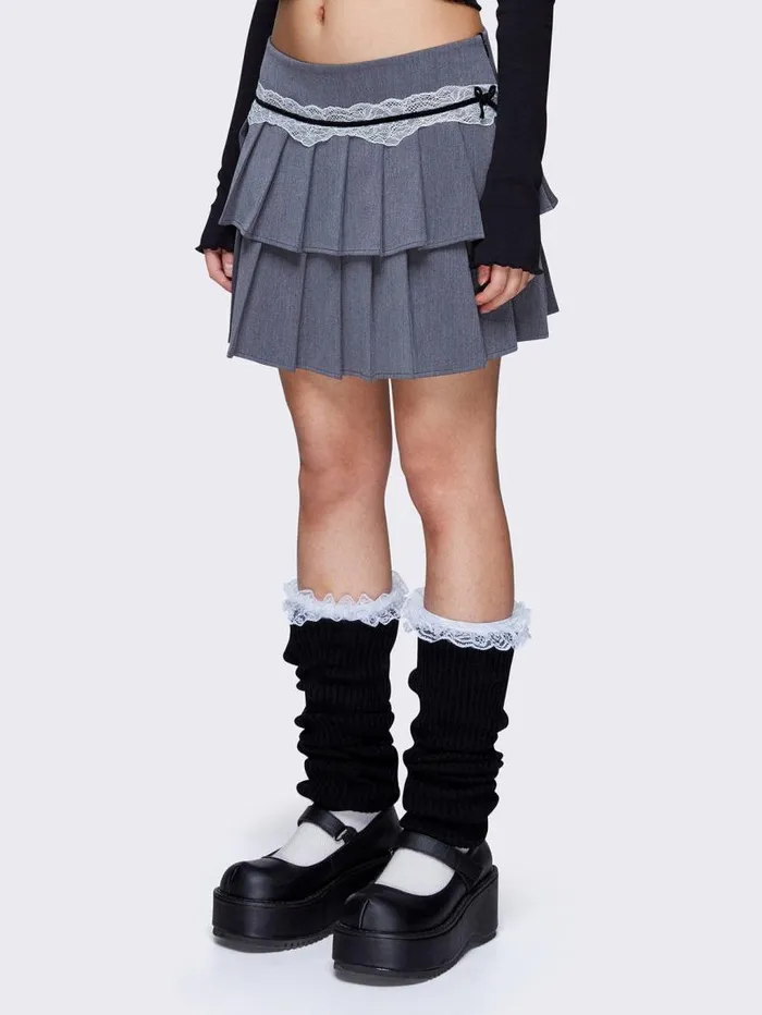 Elodie Grey Pleated Mini Skirt Women Minga London Bottoms
