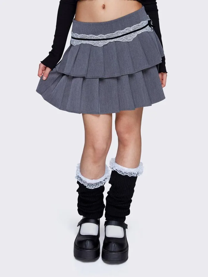Elodie Grey Pleated Mini Skirt Women Minga London Bottoms