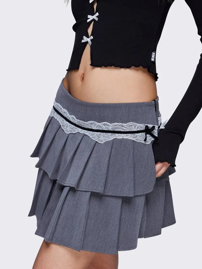 Elodie Grey Pleated Mini Skirt Women Minga London Bottoms