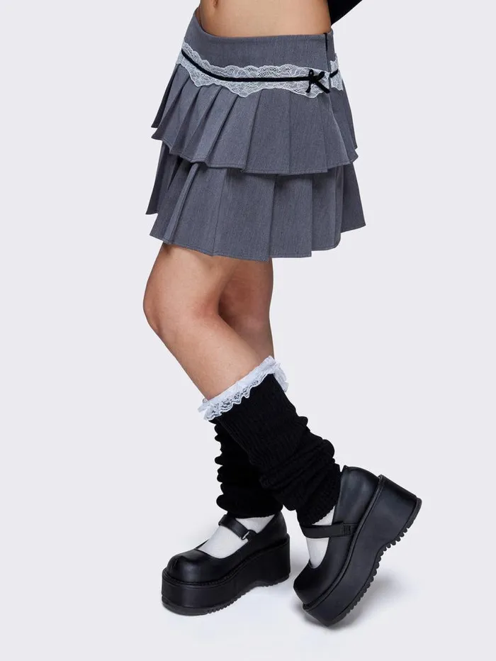 Elodie Grey Pleated Mini Skirt Women Minga London Bottoms