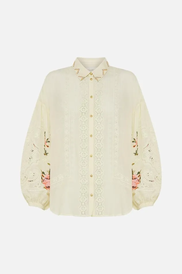 EMBROIDERED BALLOON SLEEVE SHIRT BLOUSE IN HONOUR OF HEIRLOOMS In Honour Of Heirlooms Womens Camilla Blouses and Shirts