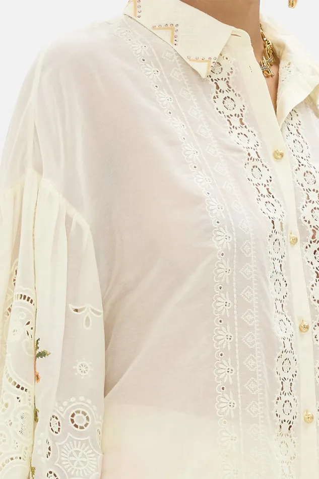 EMBROIDERED BALLOON SLEEVE SHIRT BLOUSE IN HONOUR OF HEIRLOOMS In Honour Of Heirlooms Womens Camilla Blouses and Shirts