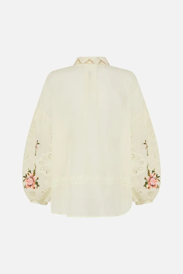EMBROIDERED BALLOON SLEEVE SHIRT BLOUSE IN HONOUR OF HEIRLOOMS In Honour Of Heirlooms Womens Camilla Blouses and Shirts