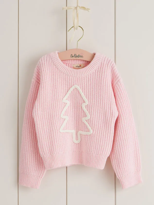 Embroidered Christmas Tree Youth Sweater Pink Girl Altar039d State Youth 6Y12Y Embroidered Christmas Tree Youth Sweater Pink Girl Altar039d State Youth 6Y12Y