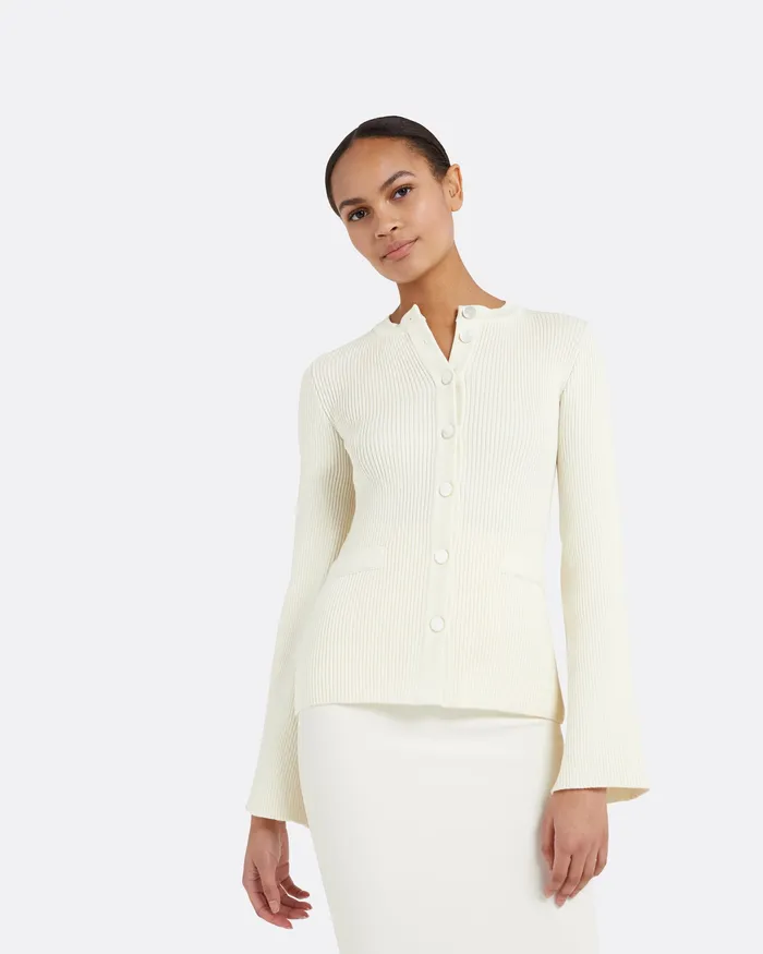Emilia Ivory Knit Ivory Tops Safiyaa Women