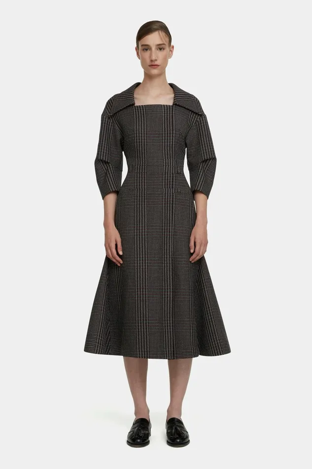 Emilia Wickstead Arete Dress In Prince Of Wales Check Merino Wool Women Dresses