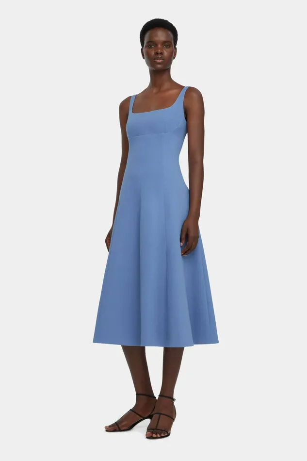 Emilia Wickstead Asia Dress In Indigo Blue Double Crepe Women Dresses
