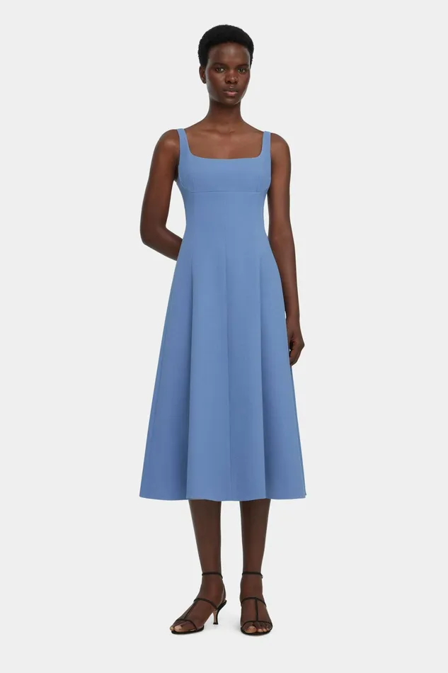 Emilia Wickstead Asia Dress In Indigo Blue Double Crepe Women Dresses