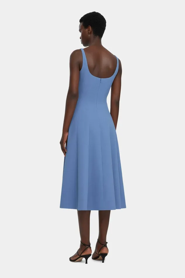 Emilia Wickstead Asia Dress In Indigo Blue Double Crepe Women Dresses