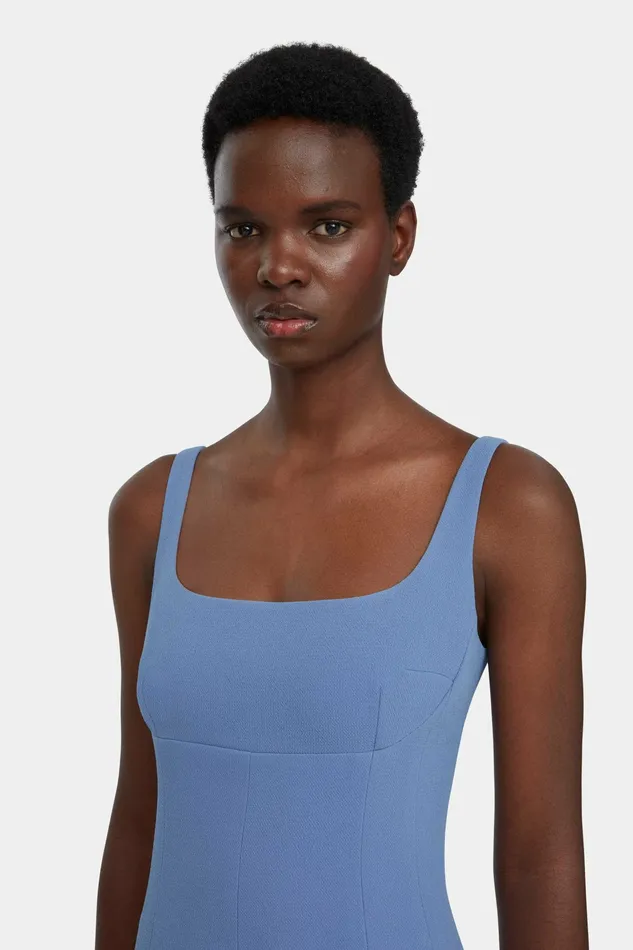 Emilia Wickstead Asia Dress In Indigo Blue Double Crepe Women Dresses