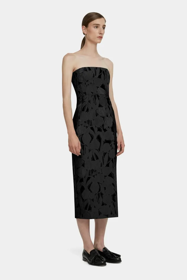 Emilia Wickstead Imara Dress In Black Embellished Wool Women Dresses