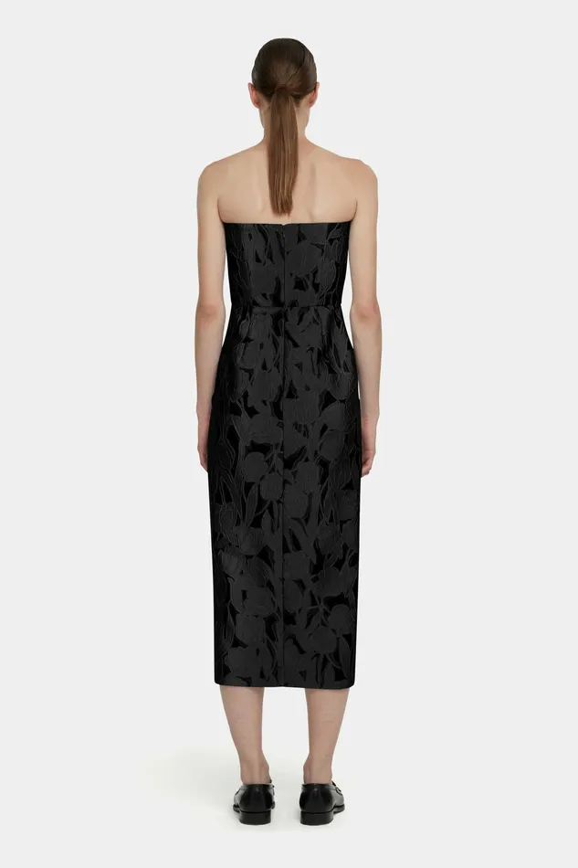 Emilia Wickstead Imara Dress In Black Embellished Wool Women Dresses