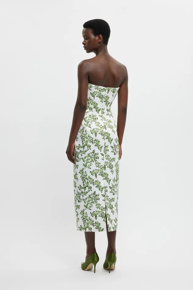 Emilia Wickstead Leila Dress In Blue Roses On White Taffeta Faille Women Dresses Emilia Wickstead Leila Dress In Blue Roses On White Taffeta Faille Women Dresses