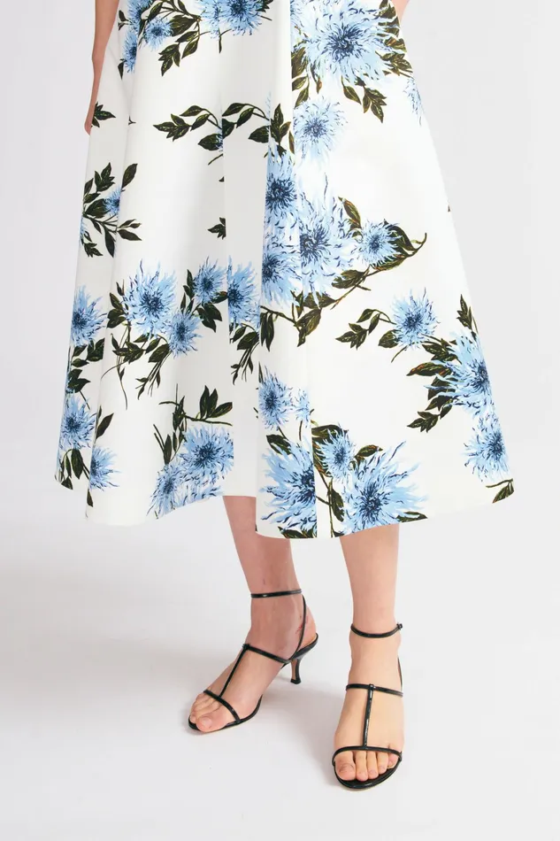 Emilia Wickstead Mara Dress Blue Dahlia Floral Print Taffeta Faille Women Dresses Emilia Wickstead Mara Dress Blue Dahlia Floral Print Taffeta Faille Women Dresses