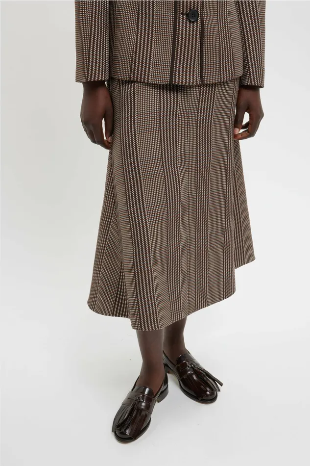 Emilia Wickstead Queenie Skirt In Rust Prince Of Wales Check Women Skirts