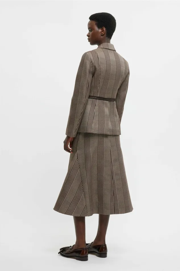 Emilia Wickstead Queenie Skirt In Rust Prince Of Wales Check Women Skirts