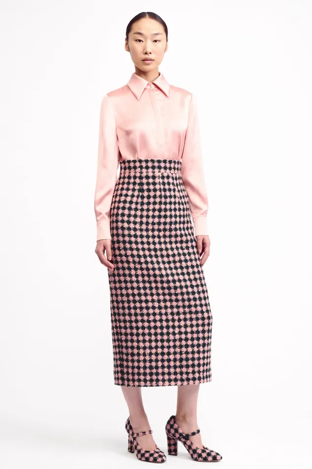 Emilia Wickstead Ravanne Dusty Pink Satin Shirt Women Shirts and Tops