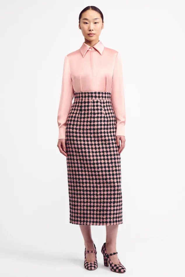 Emilia Wickstead Ravanne Dusty Pink Satin Shirt Women Shirts and Tops