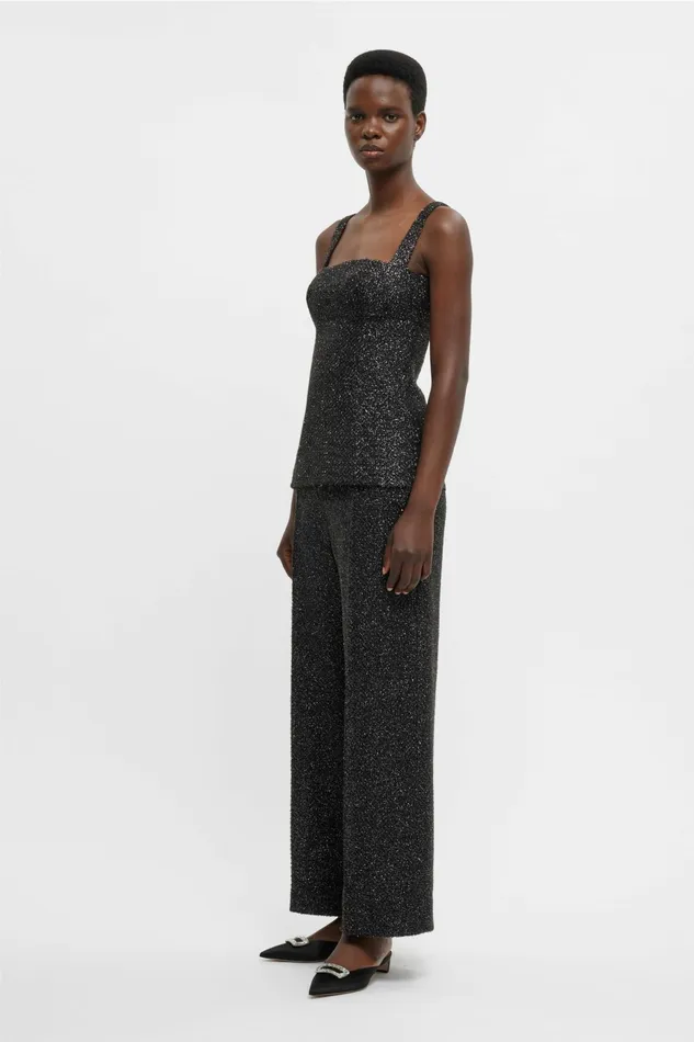 Emilia Wickstead Trixie Top In Black Disco Tweed Women Shirts and Tops