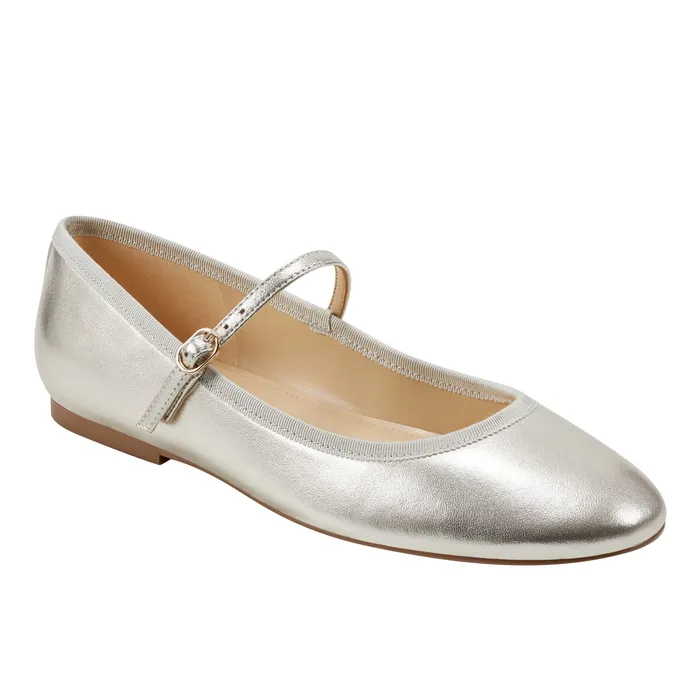 Espina Ballet Flat Platino Leather Loafers and Flats Marc Fisher Women