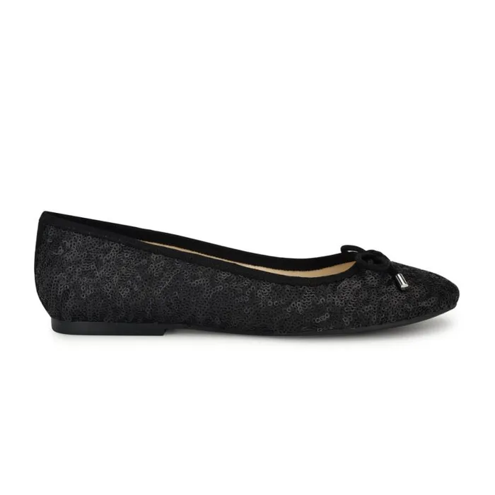Estieyp Ballet Flats Black Sequin Women Nine West Flats