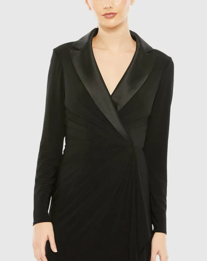 Evening Gowns Long Sleeve Faux Tuxedo Gown Black Mac Duggal Women Evening Gowns Long Sleeve Faux Tuxedo Gown Black Mac Duggal Women
