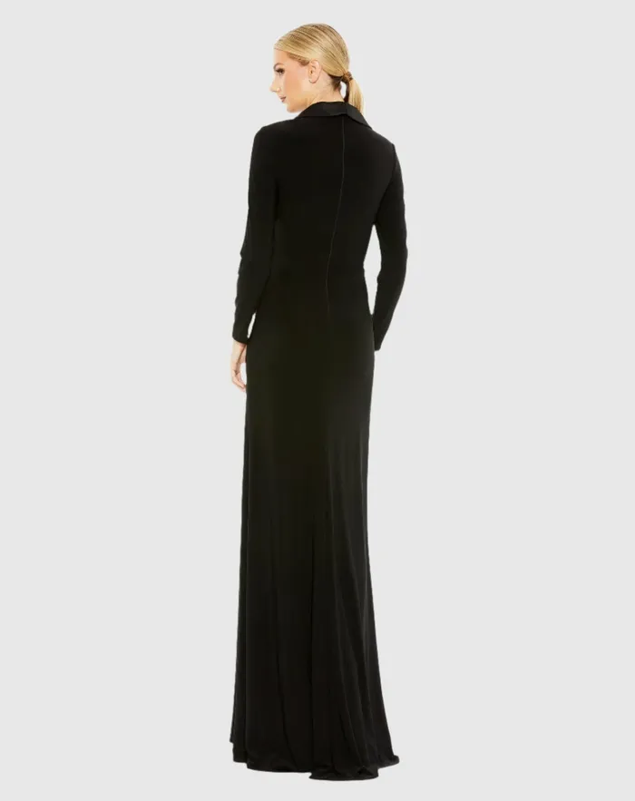 Evening Gowns Long Sleeve Faux Tuxedo Gown Black Mac Duggal Women Evening Gowns Long Sleeve Faux Tuxedo Gown Black Mac Duggal Women