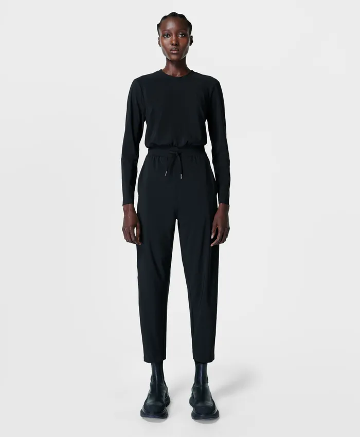 Explorer Long Sleeve Jumpsuit Black Dresses and Jumpsuits Sweaty Betty Women