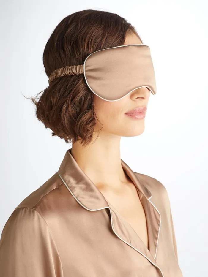 Eye Masks WomenMen Derek Rose Eye Mask Bailey Silk Satin Bronze
