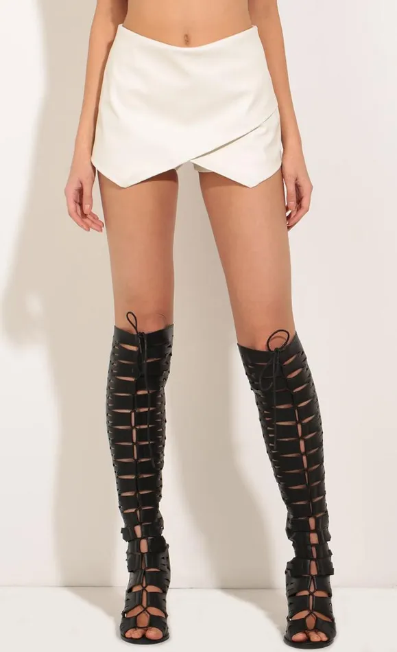 Faux Leather Skort Ivory Women LUCY IN THE SKY Shorts