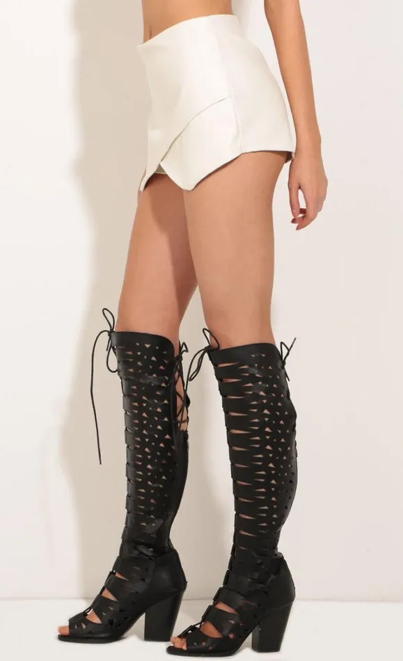 Faux Leather Skort Ivory Women LUCY IN THE SKY Shorts Faux Leather Skort Ivory Women LUCY IN THE SKY Shorts