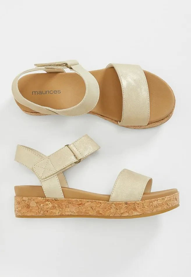 Felicity Gold Metallic Platform Sandal Women Maurices Heels and Wedges