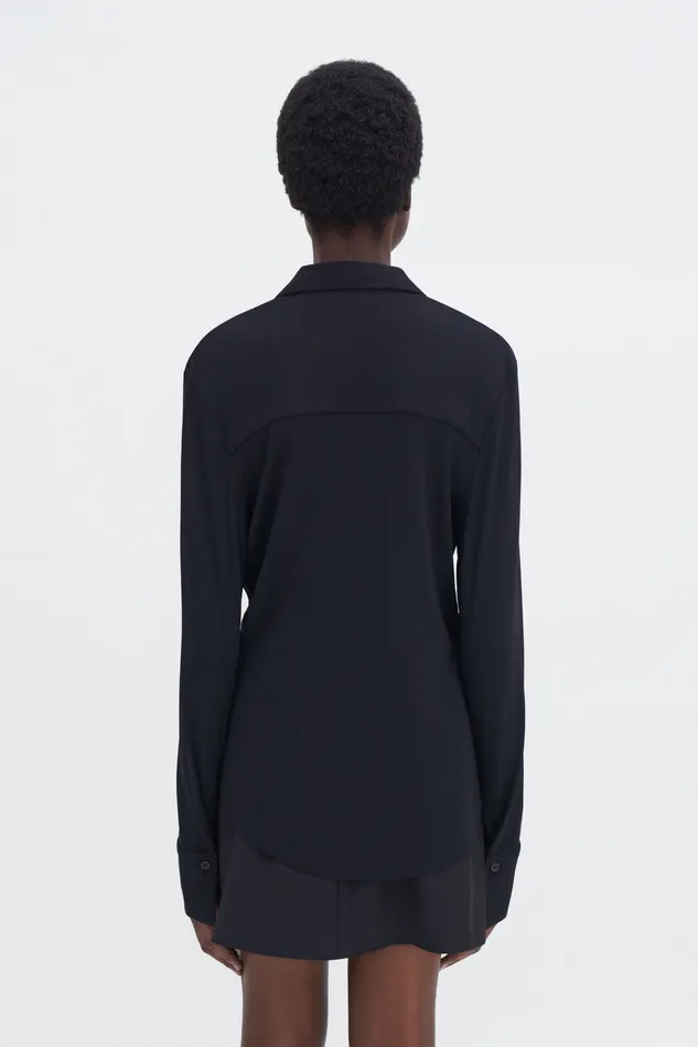 filippak Shirts and Blouses Women Fluid Jersey Shirt Black filippak Shirts and Blouses Women Fluid Jersey Shirt Black